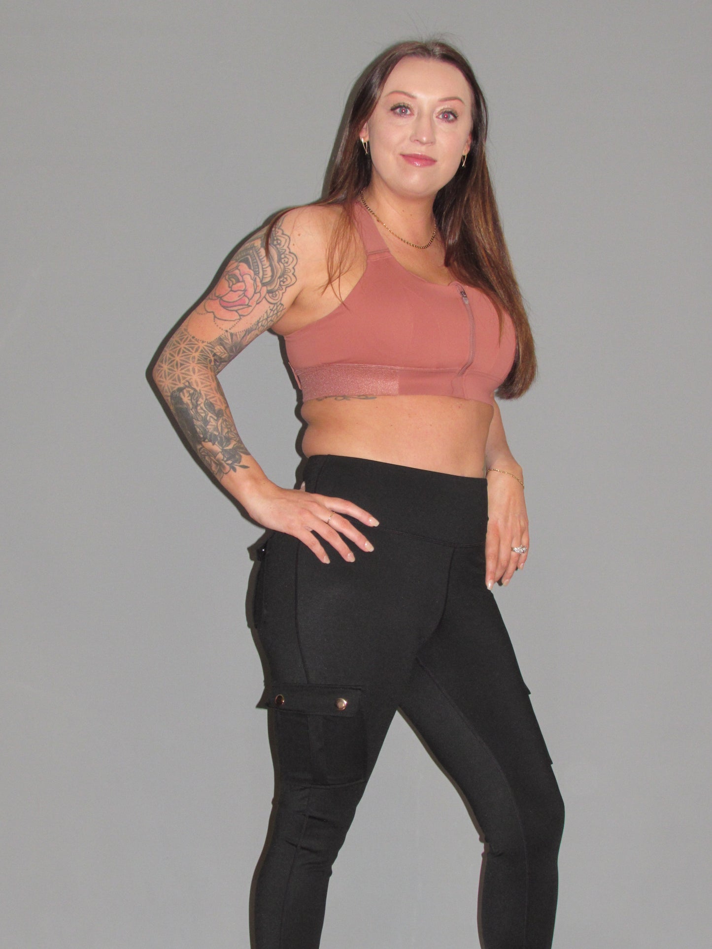 Crop Top Sports Bra with Front Zipper