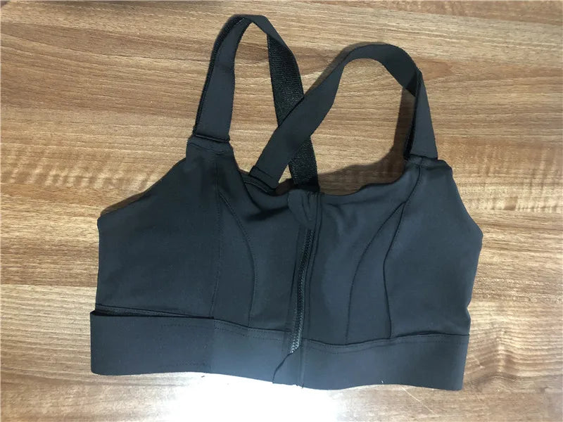 Crop Top Sports Bra with Front Zipper