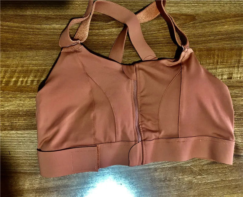 Crop Top Sports Bra with Front Zipper