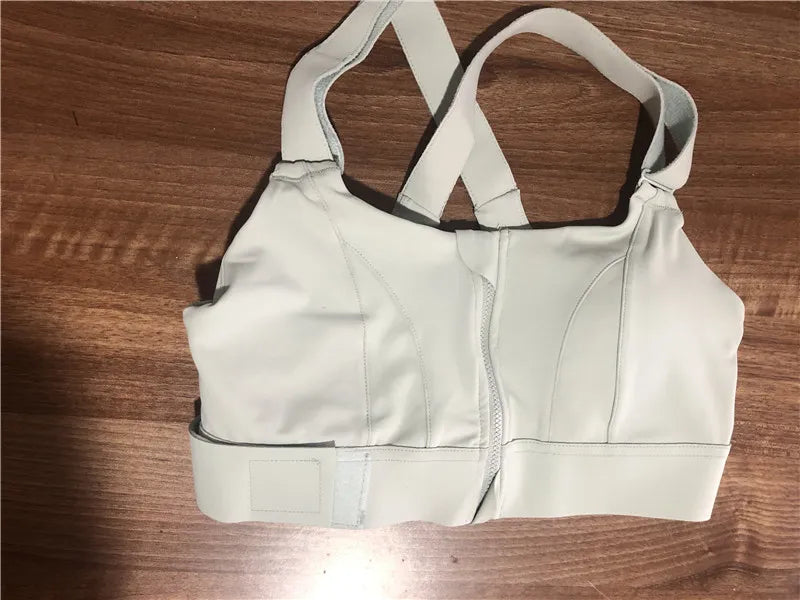 Crop Top Sports Bra with Front Zipper