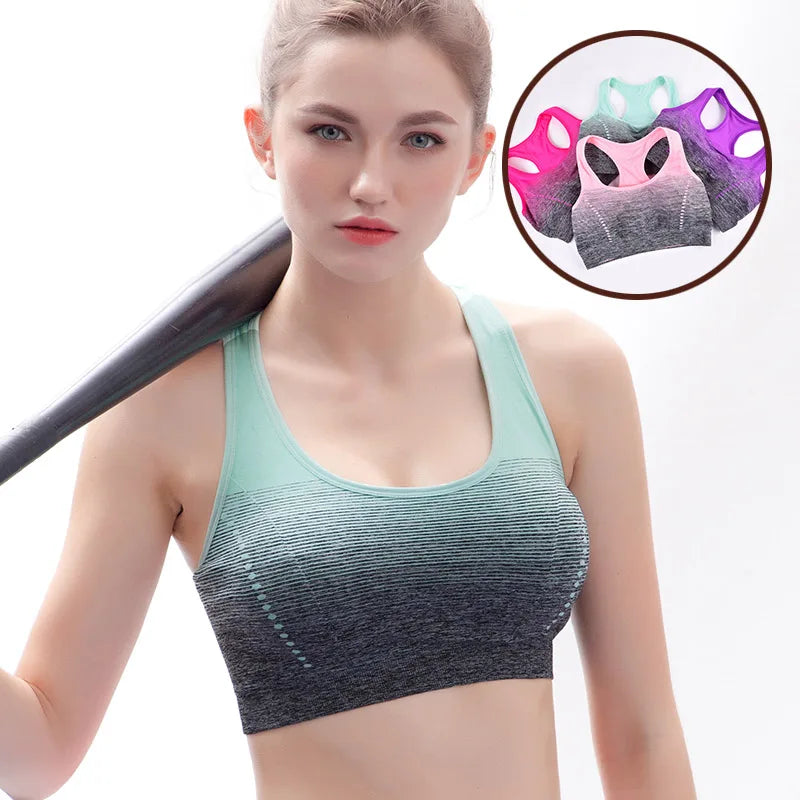 Breathable Super Stretchy Padded Sports Bra in Gradient Colors